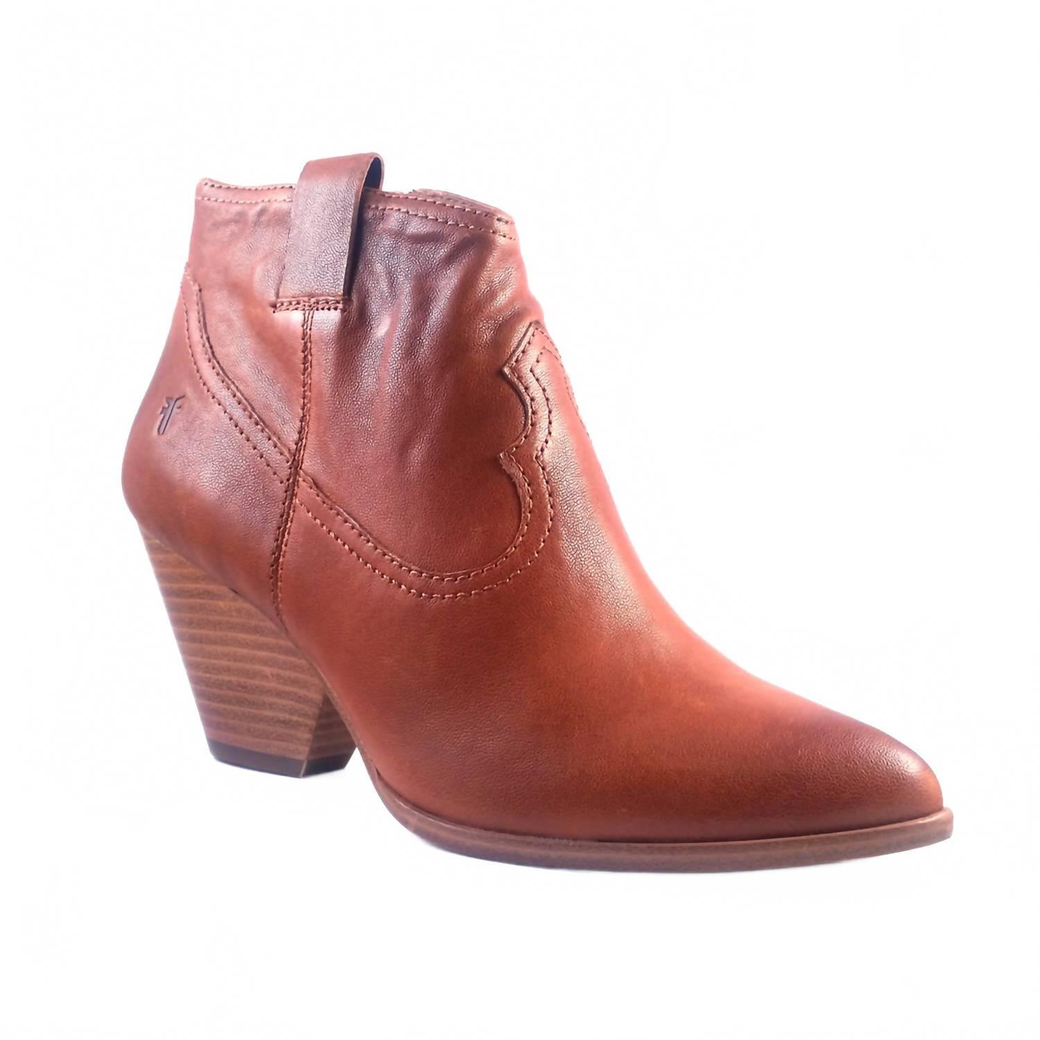 New Frye Women's Reina Leather Ankle Boots In Cognac